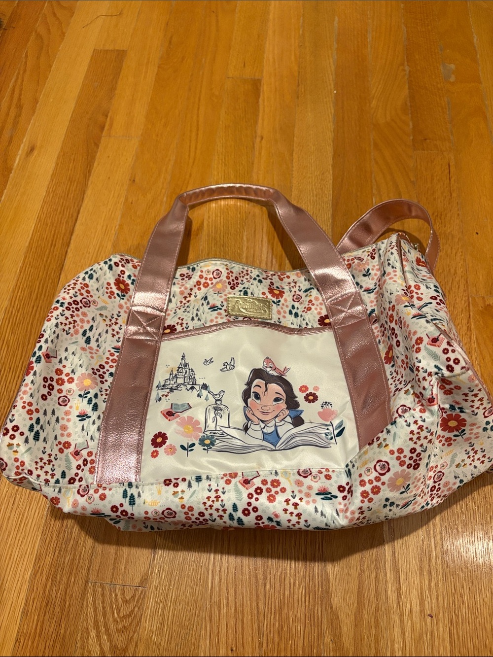 Disney Floral Belle Weekend Tote Bag - Pink Metallic Handles